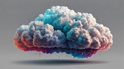 3D Abstract AI Clouds with Soft Color Gradient and Shadow