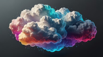 3D Abstract AI Clouds with Soft Color Gradient and Shadow