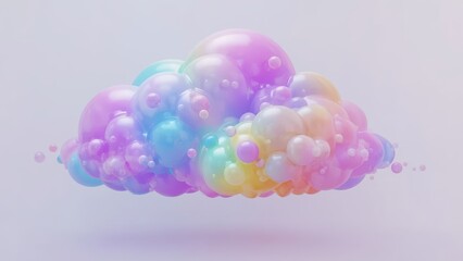 3D Abstract AI Clouds with Soft Color Gradient and Shadow