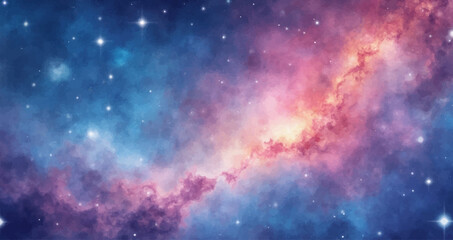 Abstract starry night sky with cosmic nebula and stardust light