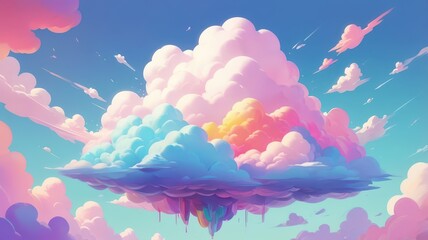 3D Abstract AI Clouds with Soft Color Gradient and Shadow