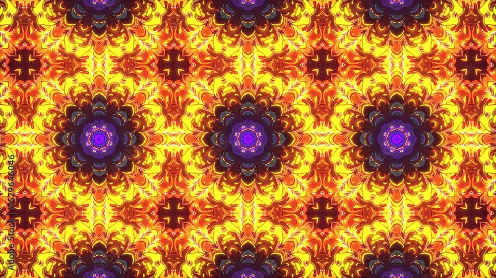 Poster abstract animation of colorful kaleidoscopic geometric pattern. kaleidoscopic background design. hyp