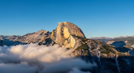 Yosemites Majestic Half Dome Cloaked in Morning Mist