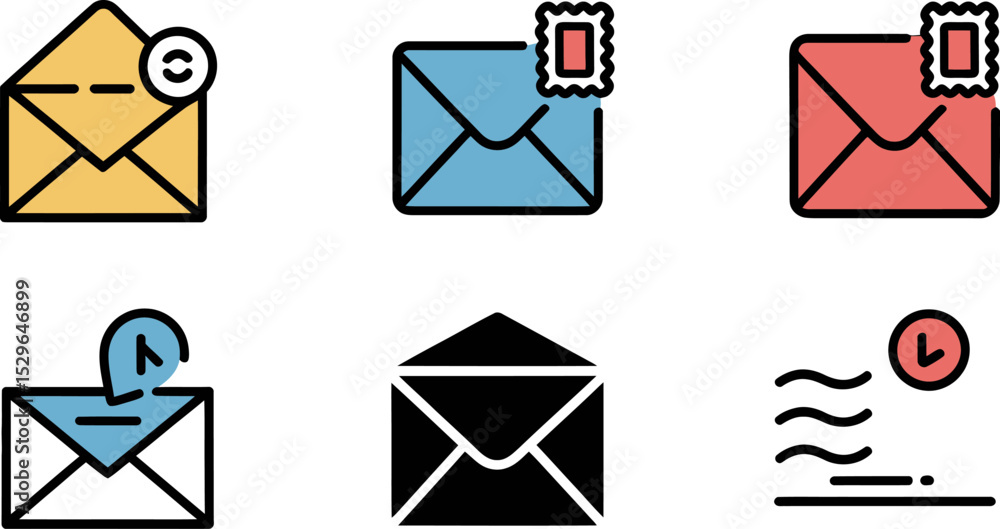 Poster mail envelope icon set vector illustration for email marketing and communication design element 100 