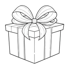 A gift box outline design with ribbon
