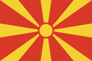 Flag of Macedonia. Macedonian national symbol in official colors. Template icon. Vector background.