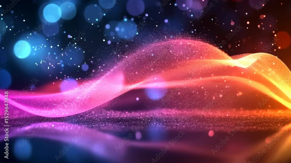 Poster vibrant abstract light waves with dynamic particle effects
