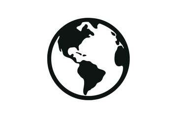 Earth icon silhouette vector with white background