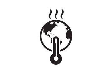 Global warming silhouette vector with white background