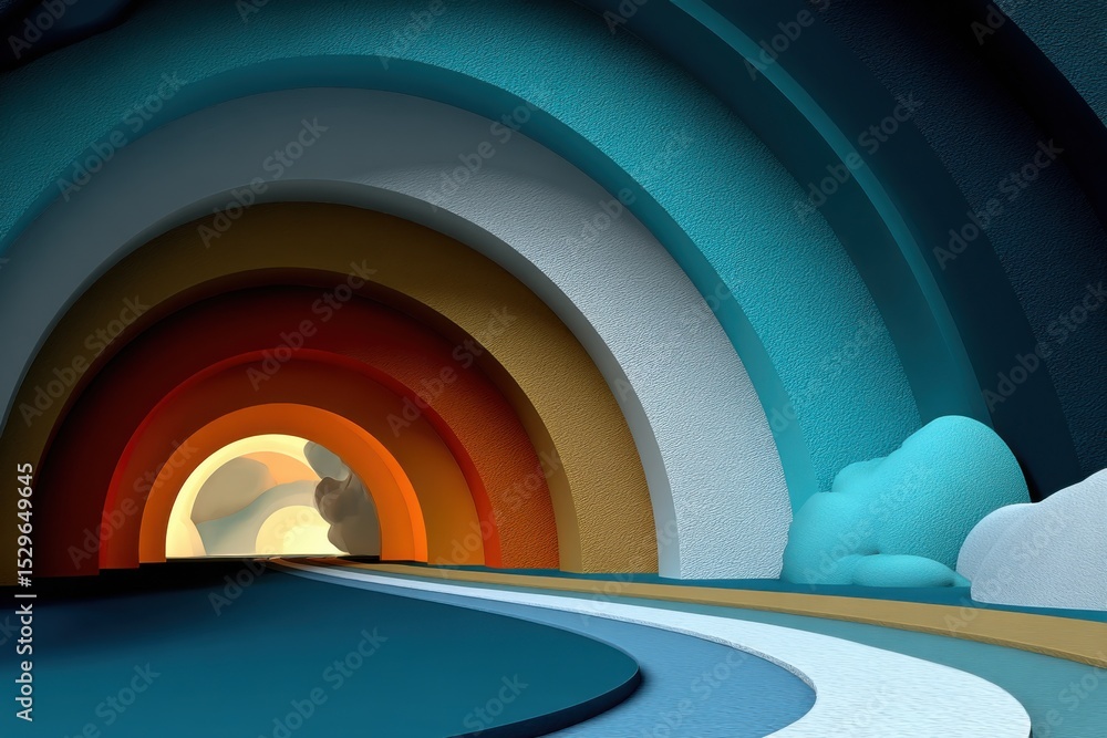 Aufkleber abstract colorful archway leading to bright light, representing optimism and future opportunities in