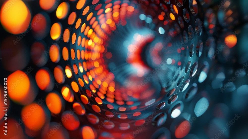 Poster stunning abstract image of a light tunnel showcasing intricate patterns and vibrant colors, evoking 