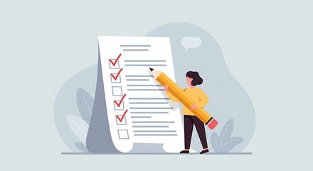Woman completing a checklist.