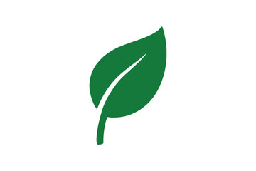 Fototapeta premium Green leaf silhouette vector with white background