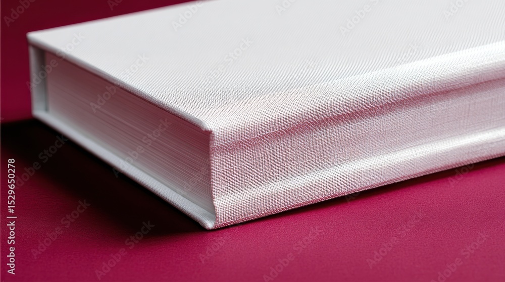 Poster Close-Up of a White Textured Book on a Red Surface, Symbolizing Knowledge and Archival Preservation for Educational Materials : Generative AI
