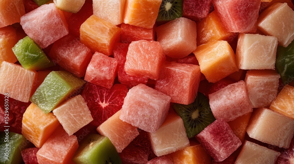 Aufkleber a visually stunning array of colorful fruit cubes presents an artistic culinary display that highlig