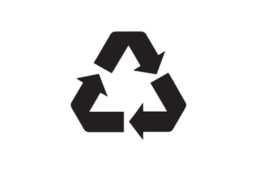 Fototapeta premium Recycle triangle silhouette vector with white background
