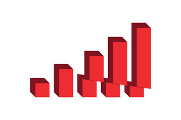 Collapsing or falling red bar chart illustration vector design. Financial crisis, economic recession, bankruptcy, and depression.  Sliced.