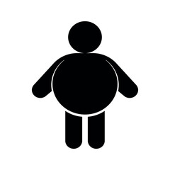 Simple obesity concept icon design. Fat man figure silhouette on black color vector illustration. 