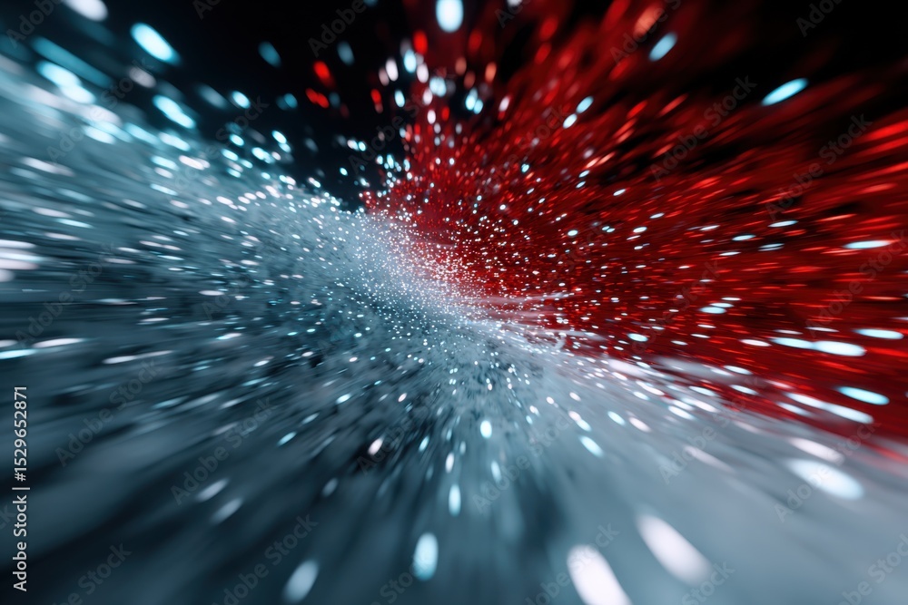 Aufkleber Abstract Data Stream in Red and Blue, Representing Digital Transformation and Technological Innovation in Business Analytics and Global Connectivity : Generative AI