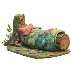 Autumn Forest Log Bed with Fairy Tale Scene.