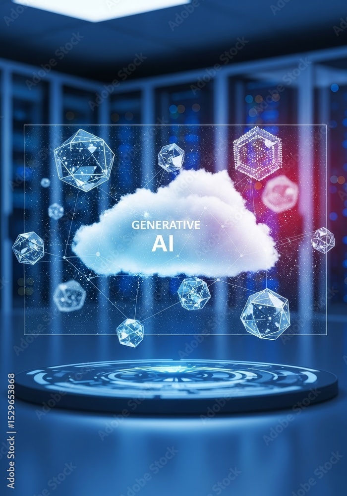 Poster generative ai cloud computing technology - ai innovation, cloud infrastructure, data processing, tra