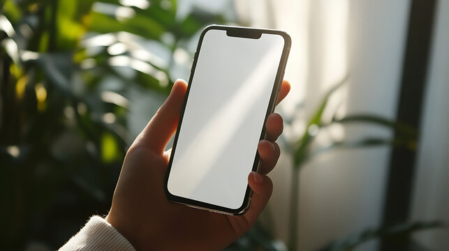 mobile app swipe mockup on smartphone held by hand, visible swipe gesture, natural daylight, realistic skin texture and shadows, casual and relatable feel.