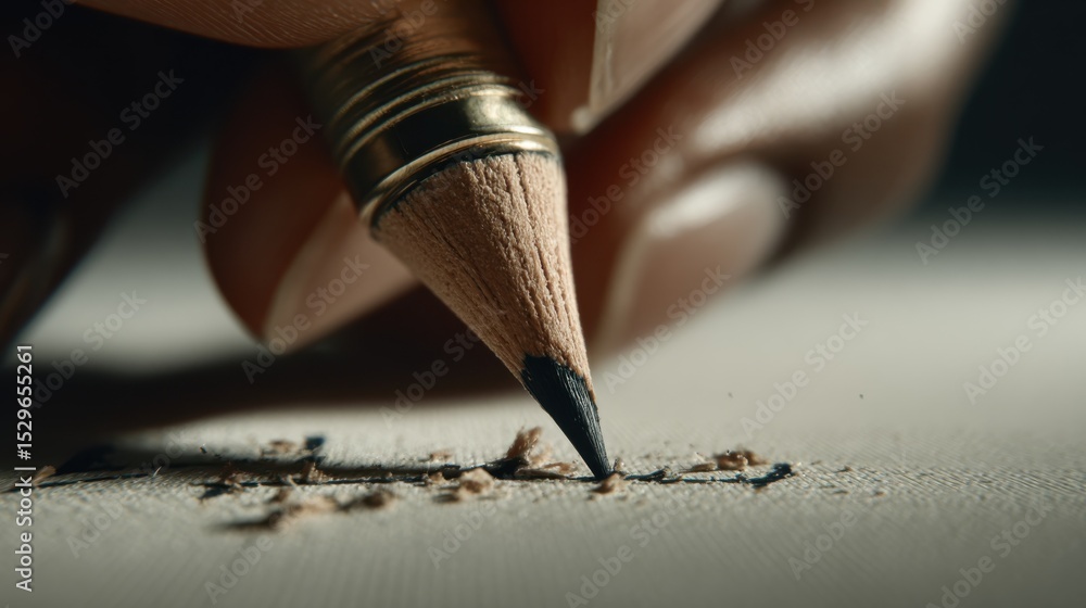 Poster close-up of pencil drawing a line on paper, symbolizing creativity and artistic expression for educa