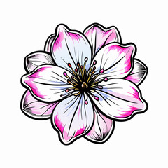 Pink and White Cherry Blossom Flower Illustration