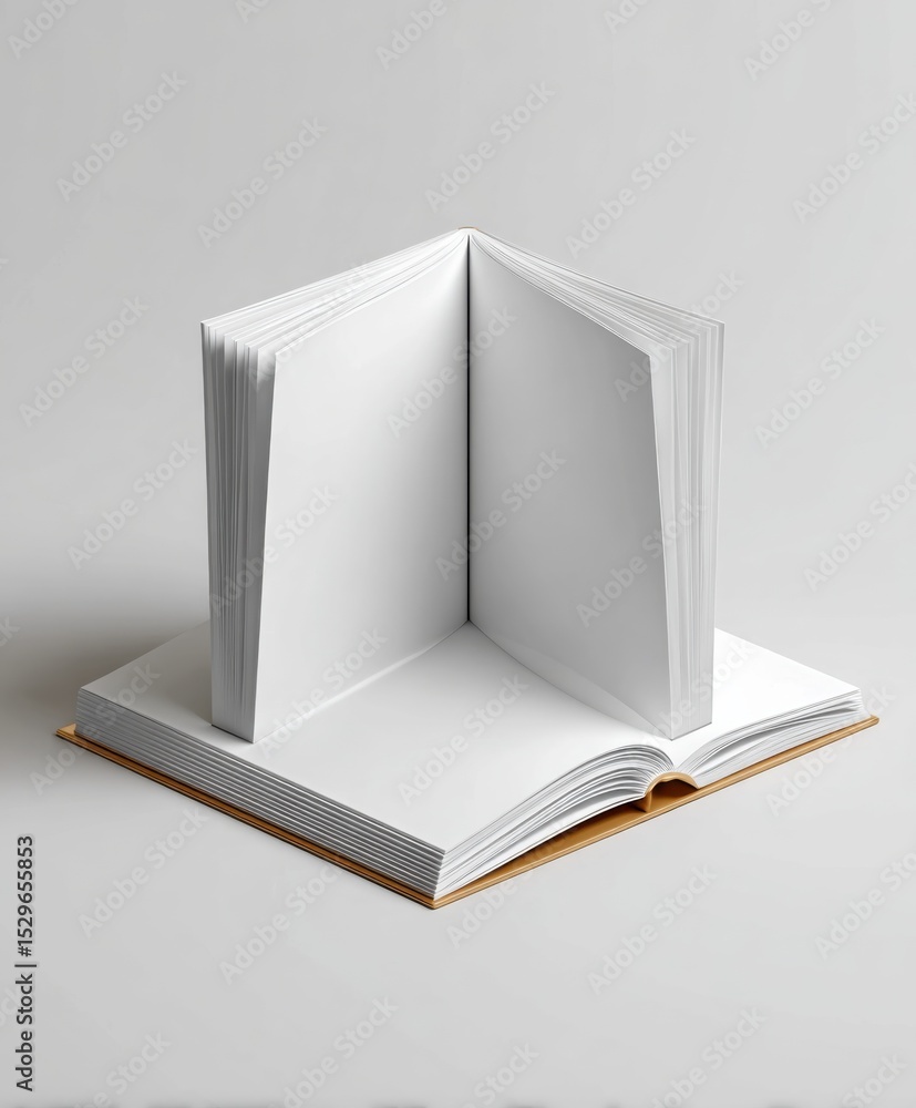Aufkleber Open Book Stack on White Background, Symbolizing Knowledge and Learning for Education and Self-Improvement Projects : Generative AI