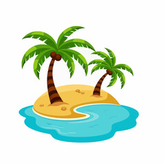 Fototapeta premium Tropical island with palm trees surrounded by blue water 