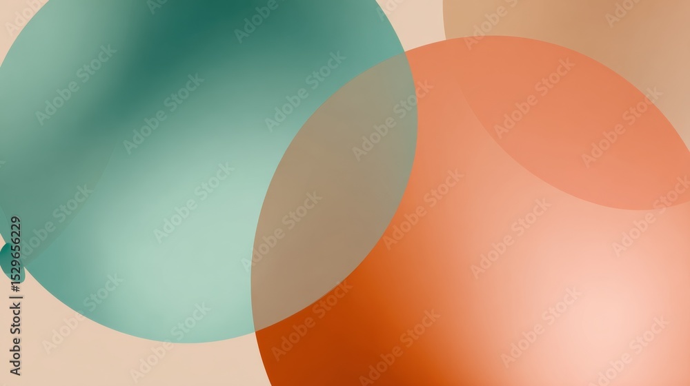 Poster overlapping circles in teal and peach hues, conveying connectivity and modern design, perfect for br
