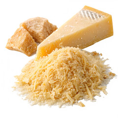 Grated parmesan cheese isolated on a transparent background