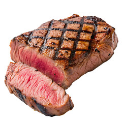 A grilled steak isolated on a transparent background