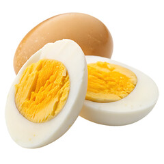 A hard boiled egg sliced isolated on a transparent background