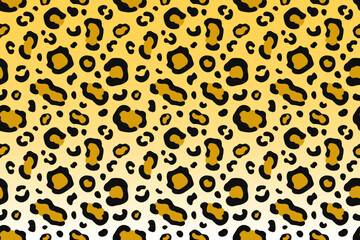 Seamless leopard pattern on yellow background with two-tone spots. Dark outer rings and deep yellow centers. ideal for textiles, digital paper, and bold designs.