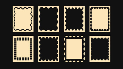 Abstract coastal frame templates in naive cut out style – vector design elements for ocean-themed invitations, greeting cards, wedding stationery and birthday celebration prints