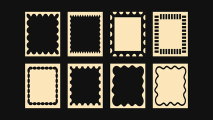 Vector marine-style cut out frame illustrations – abstract hand drawn borders for wedding cards, invitations, birthday greetings and decorative prints with copy space