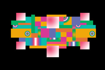 Wall Art Rainbow Modern Geometric Blocks