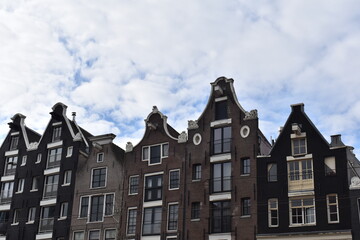 Fototapeta premium Dutch Gabled Rooflines Against Clear Sky