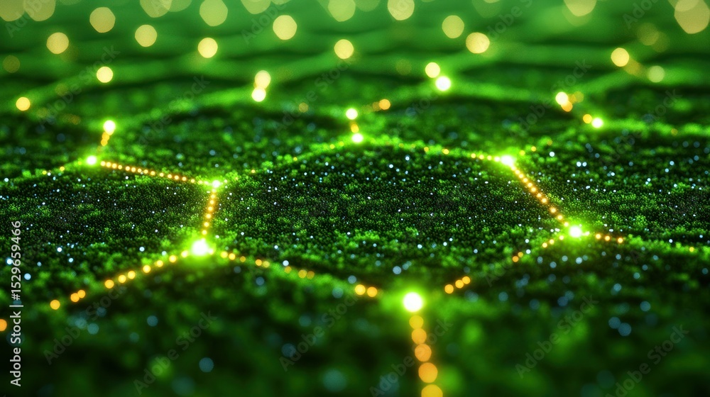 Poster abstract green textured surface with glowing lines
