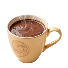 A mug of hot chocolate isolated on a transparent background