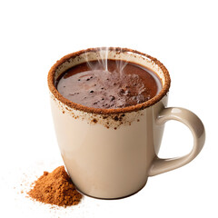 A mug of hot chocolate isolated on a transparent background