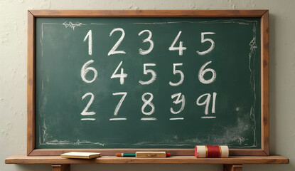 Chalkboard with Numbers Written in Chalk