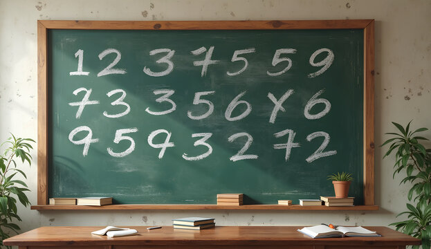 Chalkboard with Numbers Written in Chalk
