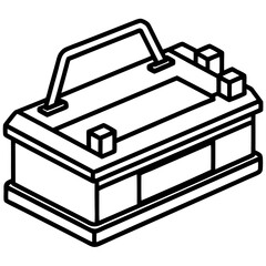 Car battery charger line art vector
