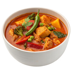 A red curry bowl isolated on a transparent background
