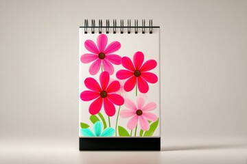 Vibrant Pink Flowers Desk Calendar Mockup