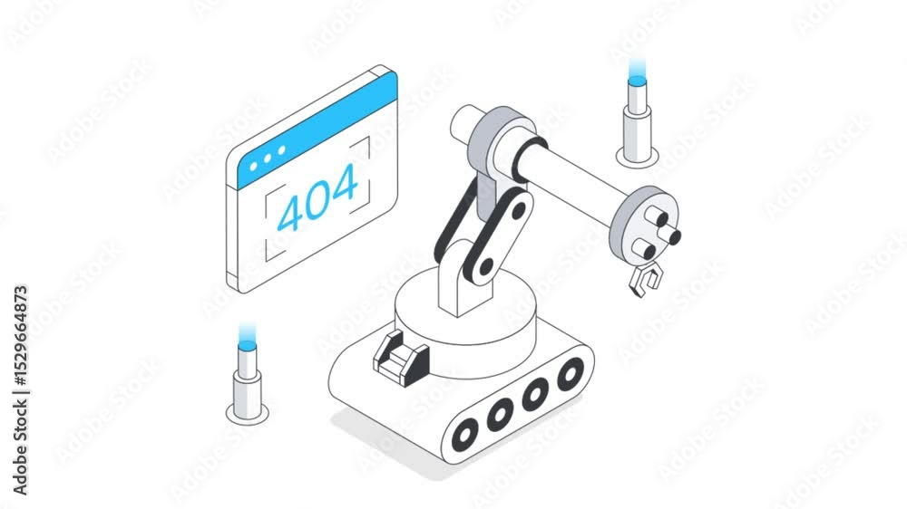 Poster robotic error isometric animation.