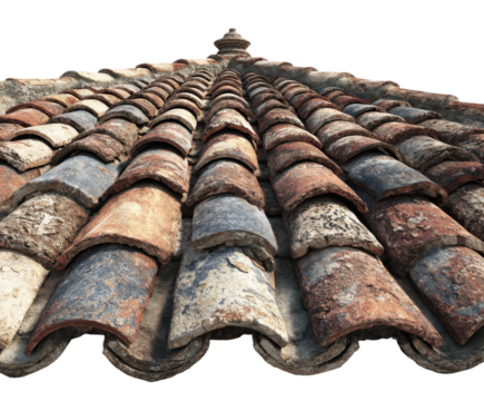 Roofing tiles installation process traditional house aerial view architecture