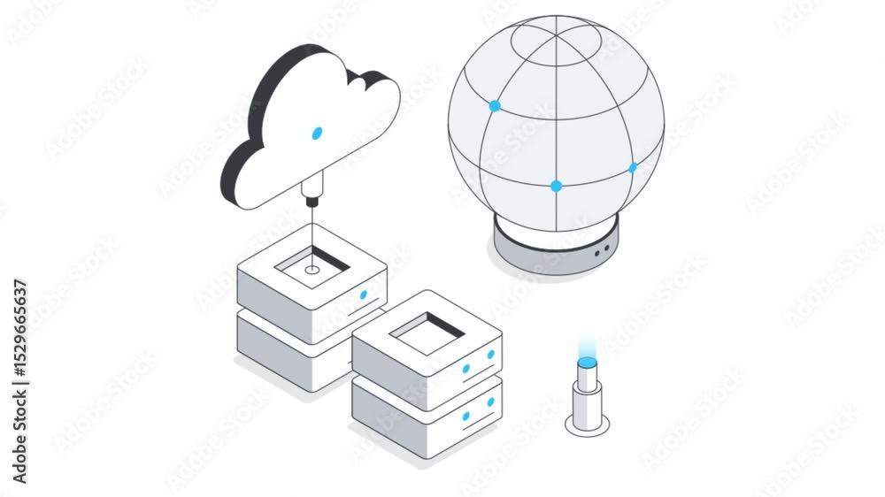 Poster big data isometric animation.